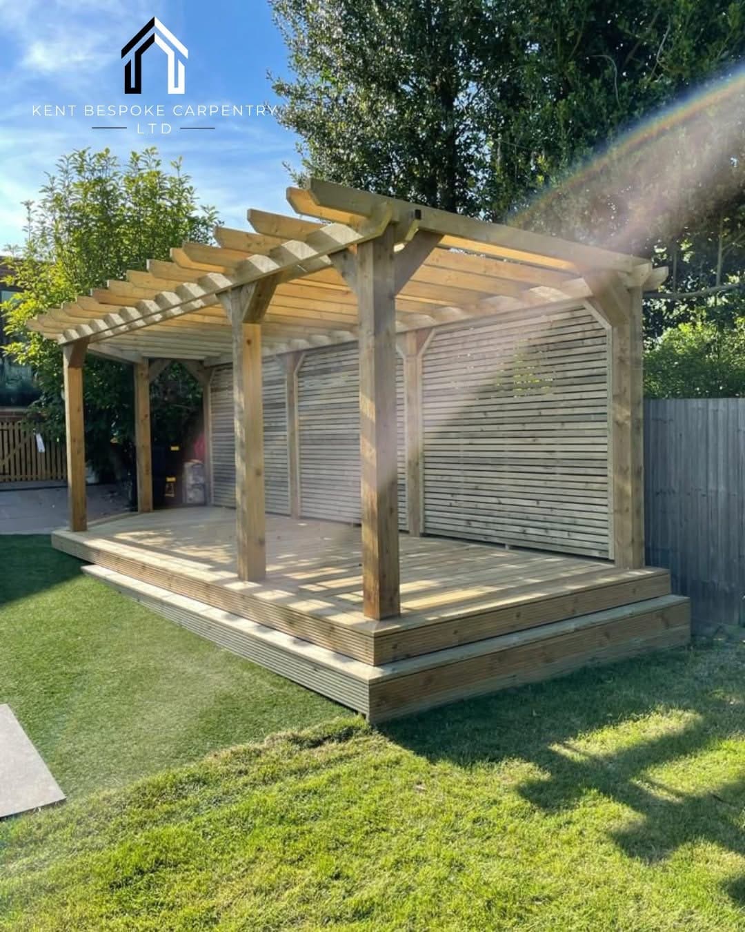 Timber pergola and decking built by Kent Bespoke Carpentry